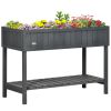 Outsunny Elevated Planter Box Stand Wooden with 8 Slots and Shelf Dark Grey for Herbs Veggies Flowers