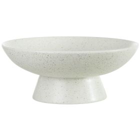 12" Round Speckled White Ceramic Bowl