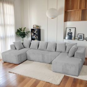 Modular U-Shaped Sectional Sofa,130-inch 4-Seater Chaise Lounge with Reversible Design