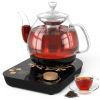Electric Glass Kettle with Steaming and Brewing Modes Temperature and Timer Programs Cordless 800W 0.8L Capacity Perfect for Brewing Tea