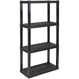 Plastic Shelves Garage Storage Shelf Heavy Duty Shelving Unit 4-Tier 57"H x 14"D x 30"W Black-400 lbs Total Capacity