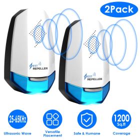 2 Pack Ultrasonic Pest Repeller with Night light Plug In Pest Mice Repellent Indoor Roach Bed Bug Mouse Rodent Mosquito Killer for Bedroom Garage Ware