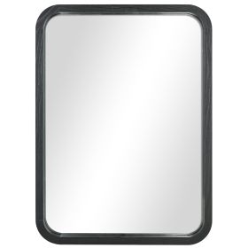22inx30in Rounded Edge Rectangular Black Finish Wall Mirror