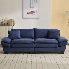 Corduroy Sofa Sleeper Couch Loveseat Sofa with Pillows Comfy Upholstered Deep Seat Sofa for Bedroom,Living Room,Apartment,Office,Dorm-Blue Cordur