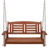 112*53*52cm 500lbs With Chain Double Wooden Swing Reddish Brown
