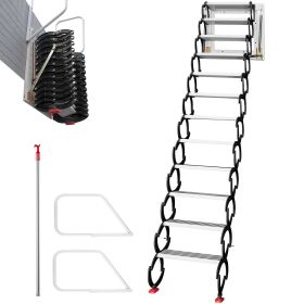 VEVOR Attic Steps Pull Down 12 Steps Attic Stairs Alloy Attic Access Ladder, Black Pulldown Attic Stairs, Wall-mounted Folding Stairs for Attic