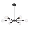 Modern Sputnik Chandelier 6-Light Industrial Hanging Light Matte Black Pendant Light Fixture for Kitchen Island Living Dining Room Bedroom Foyer Hallw