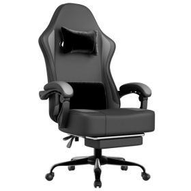 Gaming Chair with Pocket Spring Cushion and Footrest, Ergonomic Computer Chair for Adults, Breathable PU Leather Game Chair