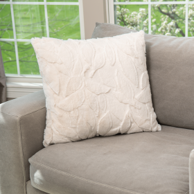 HGTV Triple Jacquard Carved Faux Fur Pillow Autumn Bliss Snowbound 22 x 22 inches