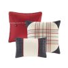 6 Piece Printed Herringbone Quilt Set with Throw Pillows Red King/Cal King