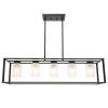 5-Light Industrial Modern Dining Room Ceiling Lighting in Matte Black Finish with Glass Shade Classic Pendant Island Lighting Fixture for Living Room