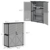 Outsunny Wood Storage Shed, Outdoor Garden Shed with Asphalt Roof, 2 Shelves, Lockable Doors and Adjustable Feet, Gray