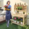 1PC Large Garden Potting Bench Table with Display Rack and Hidden Sink