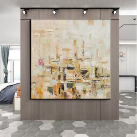 Handmade Oil Painting Color Block Gold Leaf Living Room Decoration Painting Abstract Painting Home Hanging Painting Wall Art (Style: 01, size: 150x150cm)