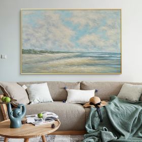 Hand Painted Painting Substantially High Quality Abstract Beach Landscape On Canvas For Living Room Decoration Free Shipping (size: 60x90cm)