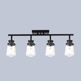 3 Light Black Wall Sconces Bathroom Vanity Lighting Fixture with Clear Glass Shade Classic Spotlight Fixture with Rotatable Light Head Metal Ceiling L (Numbers of Light: 4-Light)