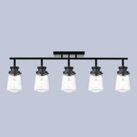 3 Light Black Wall Sconces Bathroom Vanity Lighting Fixture with Clear Glass Shade Classic Spotlight Fixture with Rotatable Light Head Metal Ceiling L (Numbers of Light: 5-Light)