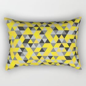 Gray & Yellow Triangle Rectangle Pillow (size: SMALL 17" X 12")
