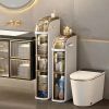 7.09 Inch Slim Gap Storage Cabinet with Drawers Freestanding Narrow Bathroom Kitchen Organizer Rack Lightweight No-Assembly Floor Cabinet
